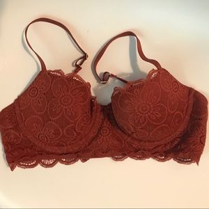 Aerie Deep Orange Lace Balconette Bra Size 36 B